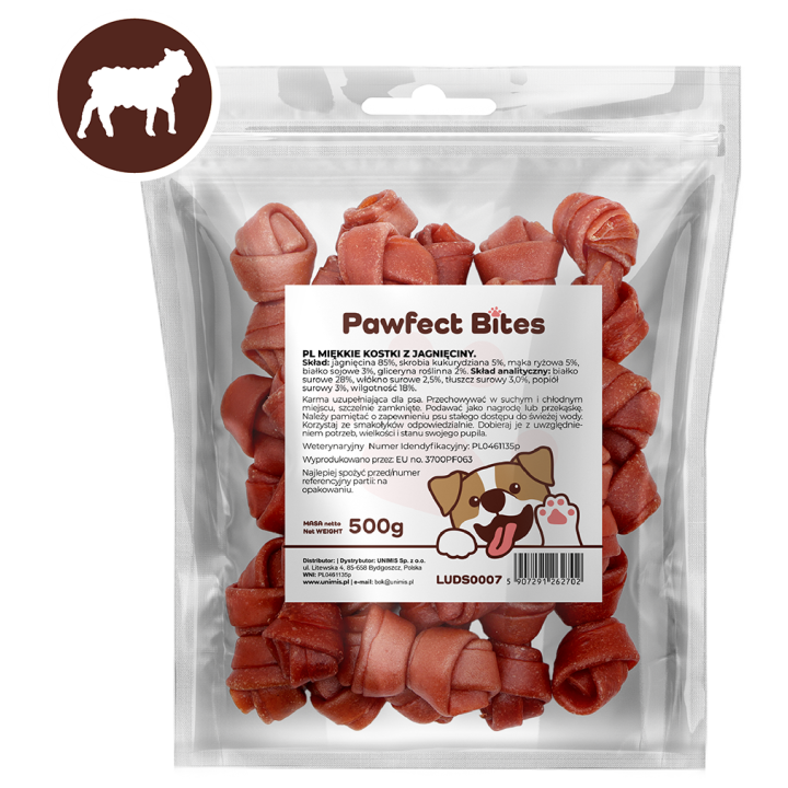 PAWFECT BITES przysmaki z jagnieciny - ciasteczka kostki dla psa 500g