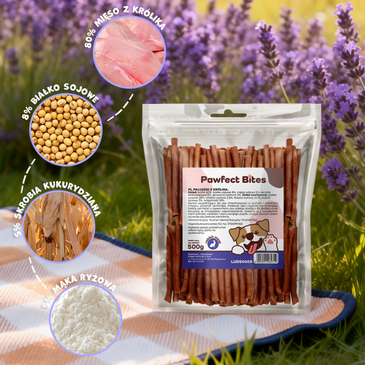 PAWFECT BITES przysmaki dla psa paluszki z królika 500g