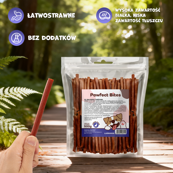 PAWFECT BITES przysmaki dla psa paluszki z królika 500g