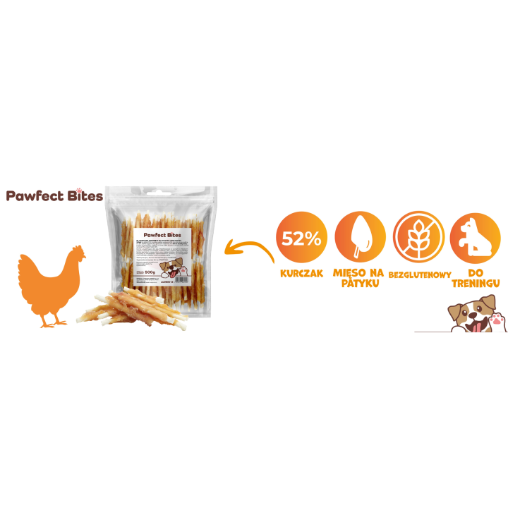 PAWFECT BITES przysmaki dla psa kurczak owinięty na wołowinie 500g