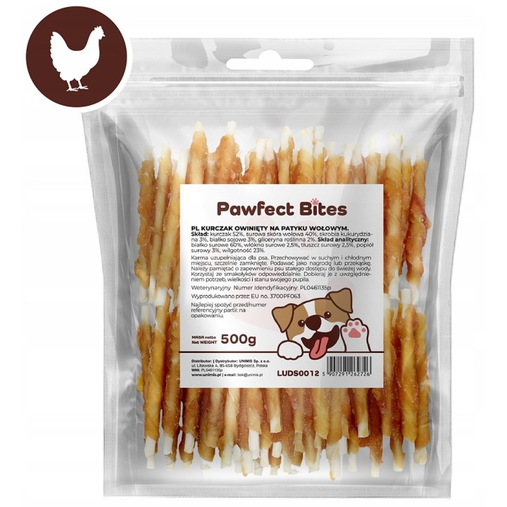PAWFECT BITES przysmaki dla psa kurczak owinięty na wołowinie 500g