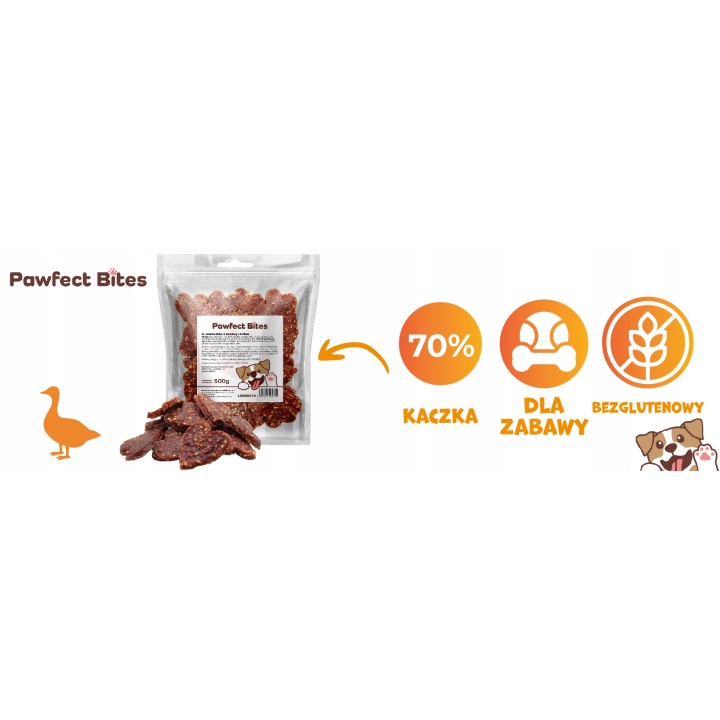 PAWFECT BITES przysmaki dla psa serduszka z kaczką i ryżem 500g