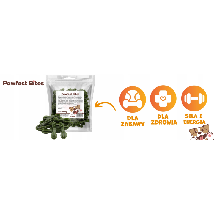 PAWFECT BITES przysmaki dla psa szczoteczki dentystyczne (miętowe) 500g