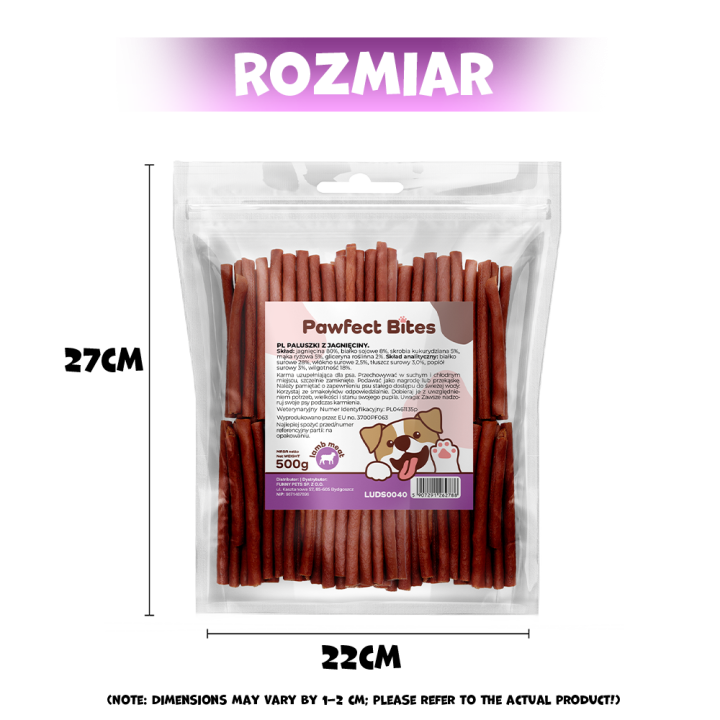 PAWFECT BITES przysmaki dla psa paluszki z jagnięciny 500g