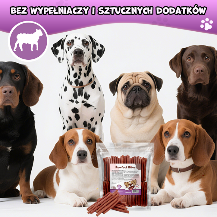 PAWFECT BITES przysmaki dla psa paluszki z jagnięciny 500g
