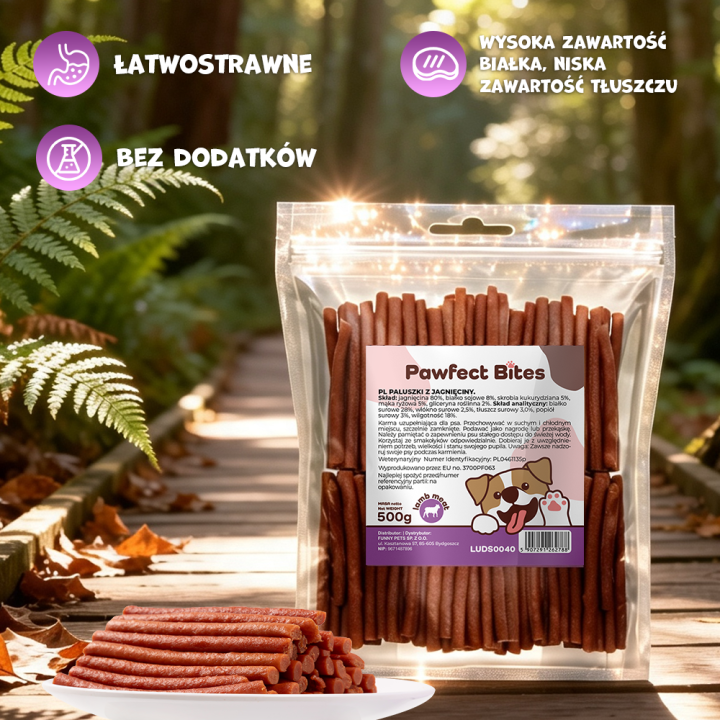 PAWFECT BITES przysmaki dla psa paluszki z jagnięciny 500g