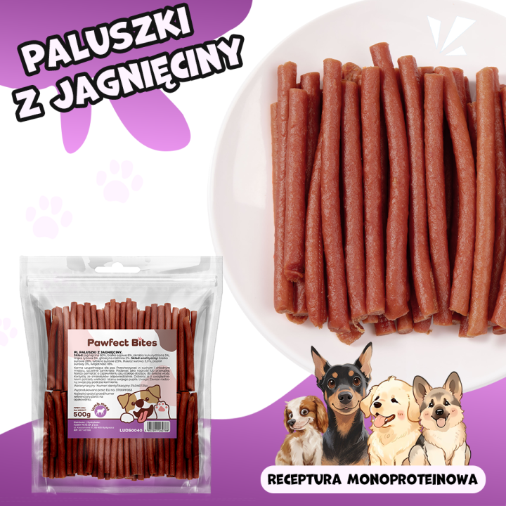 PAWFECT BITES przysmaki dla psa paluszki z jagnięciny 500g