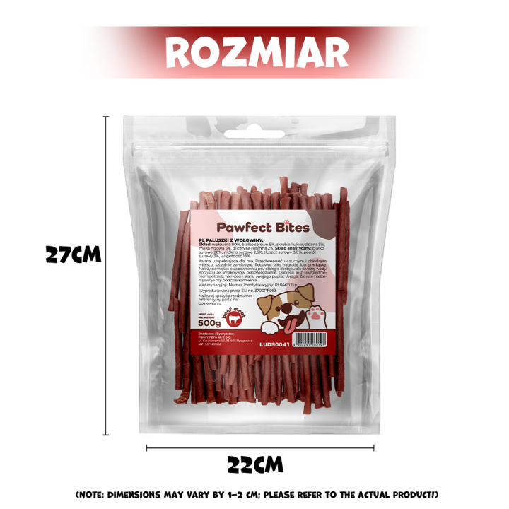 PAWFECT BITES przysmaki dla psa paluszki z wołowiny 500g