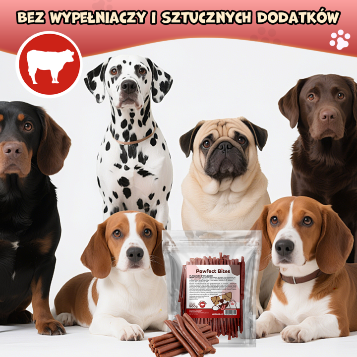 PAWFECT BITES przysmaki dla psa paluszki z wołowiny 500g