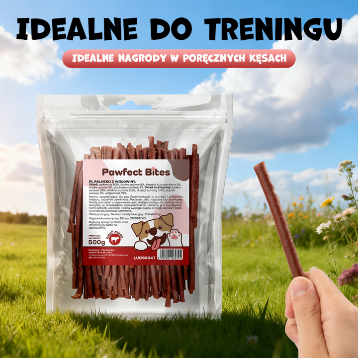 PAWFECT BITES przysmaki dla psa paluszki z wołowiny 500g