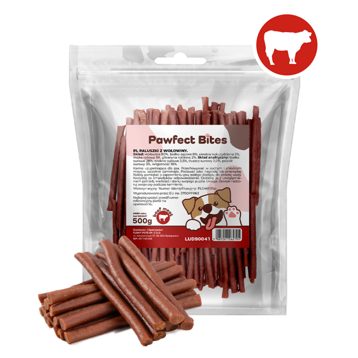 PAWFECT BITES przysmaki dla psa paluszki z wołowiny 500g