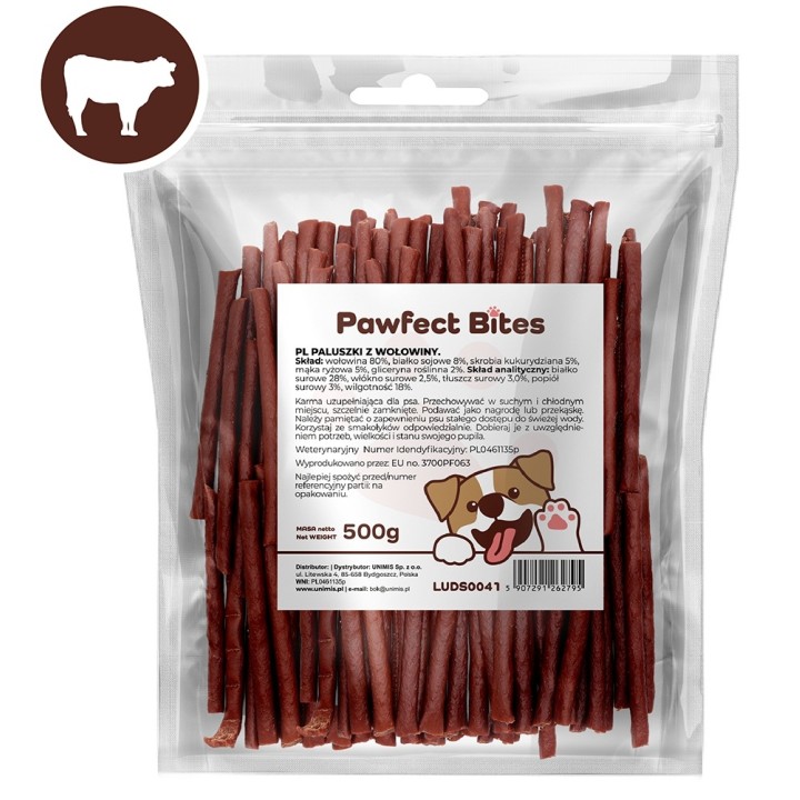 PAWFECT BITES przysmaki dla psa paluszki z wołowiny 500g