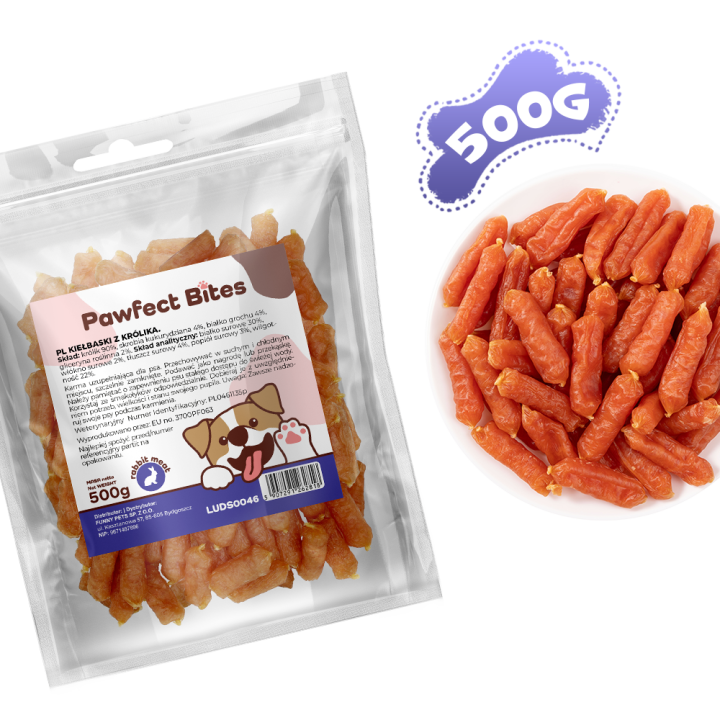 PAWFECT BITES miękkie kiełbaski z królika 500g