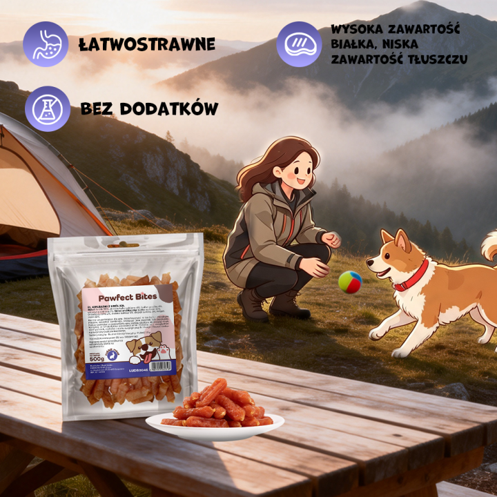 PAWFECT BITES miękkie kiełbaski z królika 500g