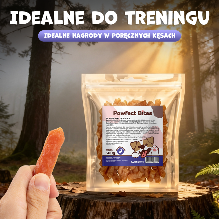 PAWFECT BITES miękkie kiełbaski z królika 500g