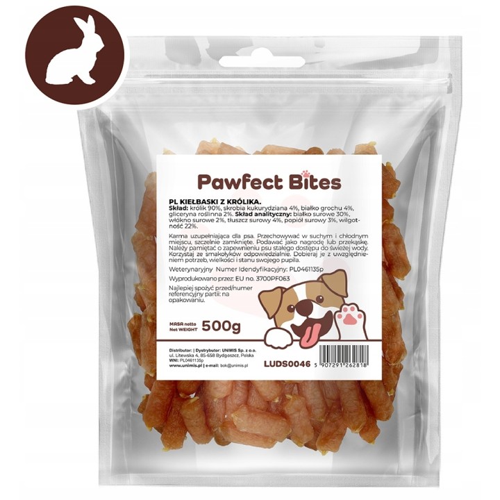 PAWFECT BITES miękkie kiełbaski z królika 500g