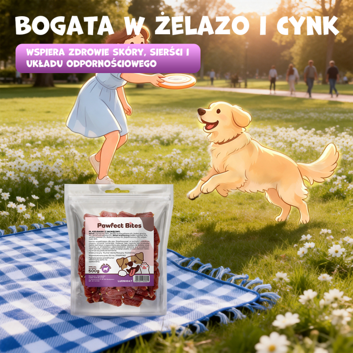 PAWFECT BITES kielbaski dla psa z jagniecina 500g