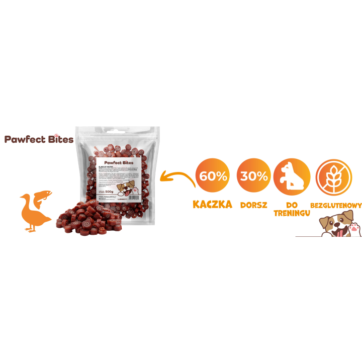 PAWFECT BITES przysmak dla psa ciasteczka kaczka 500g