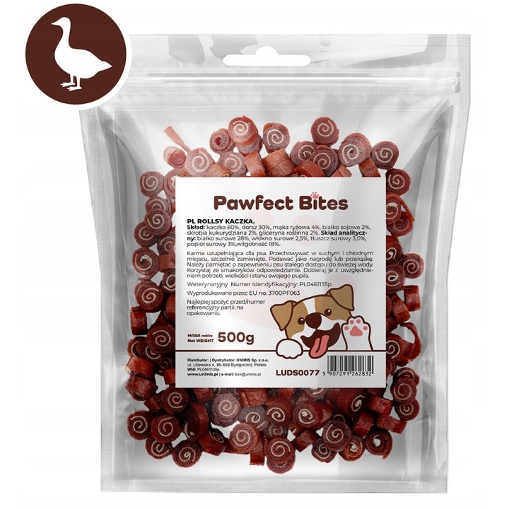 PAWFECT BITES przysmak dla psa ciasteczka kaczka 500g