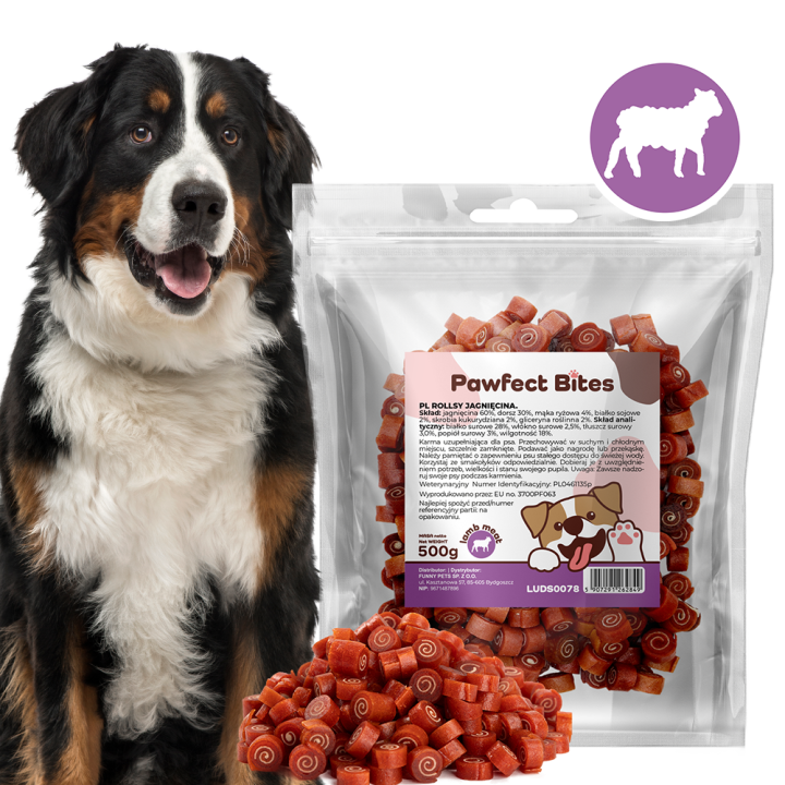 PAWFECT BITES smaczki z jagniecina dla psa 500g