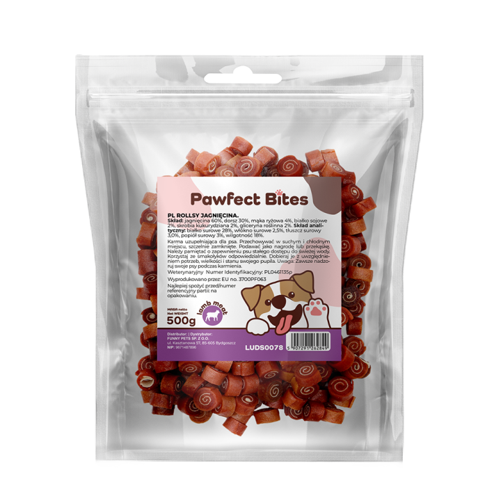 PAWFECT BITES smaczki z jagniecina dla psa 500g