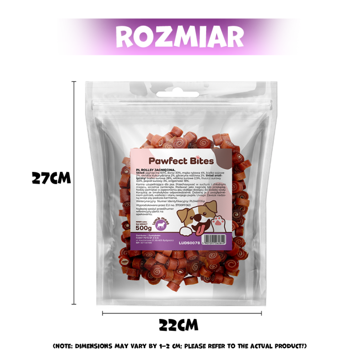PAWFECT BITES smaczki z jagniecina dla psa 500g