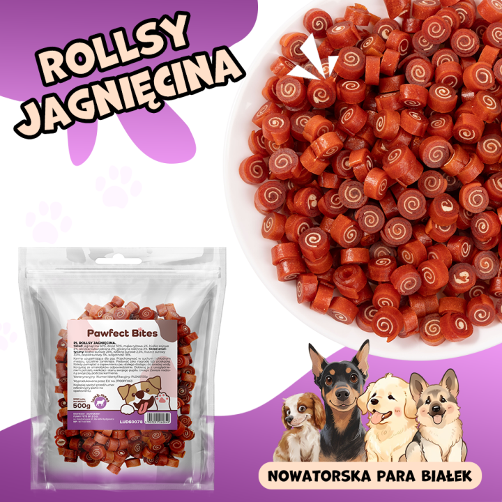 PAWFECT BITES smaczki z jagniecina dla psa 500g