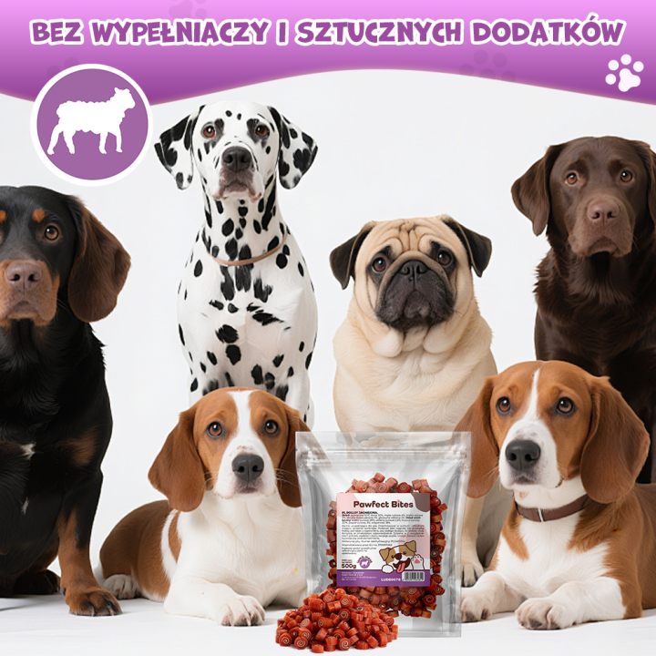 PAWFECT BITES smaczki z jagniecina dla psa 500g