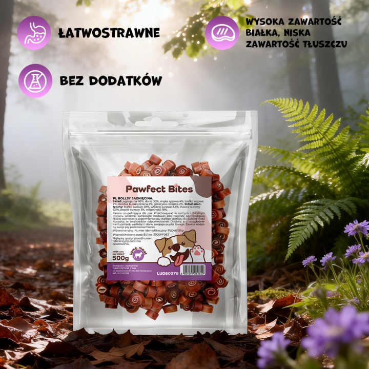 PAWFECT BITES smaczki z jagniecina dla psa 500g