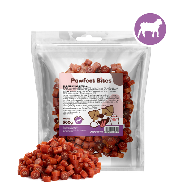 PAWFECT BITES smaczki z jagniecina dla psa 500g