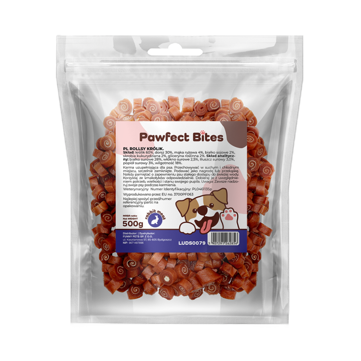 PAWFECT BITES smaczki dla psa naturalne treningowe królik 500g