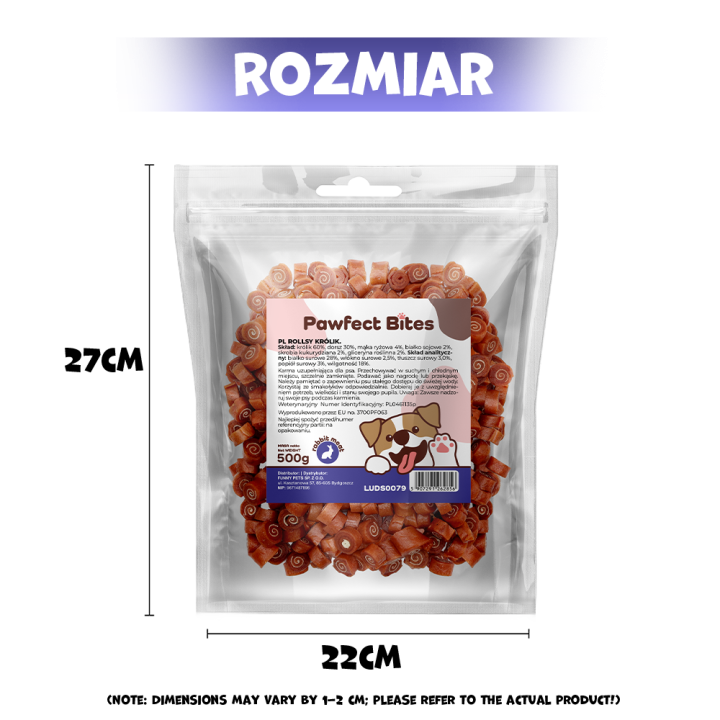 PAWFECT BITES smaczki dla psa naturalne treningowe królik 500g
