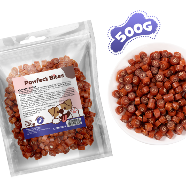 PAWFECT BITES smaczki dla psa naturalne treningowe królik 500g