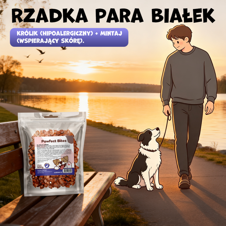 PAWFECT BITES smaczki dla psa naturalne treningowe królik 500g