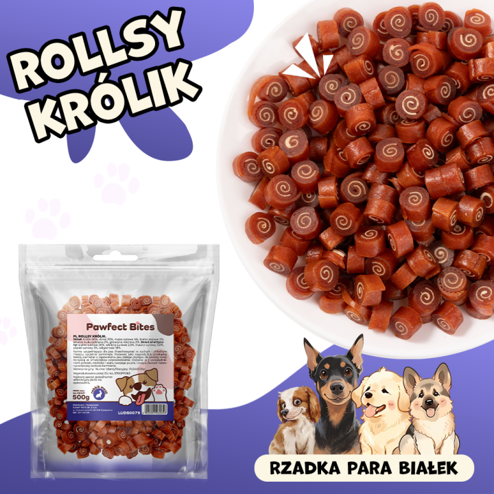 PAWFECT BITES smaczki dla psa naturalne treningowe królik 500g