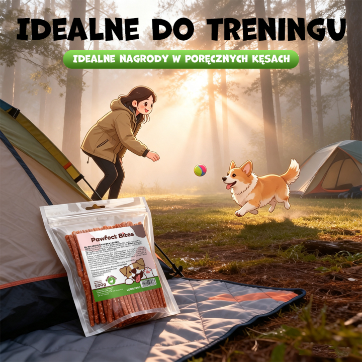 PAWFECT BITES przysmak dla psa kabanosy z kaczka i ryżem 500g