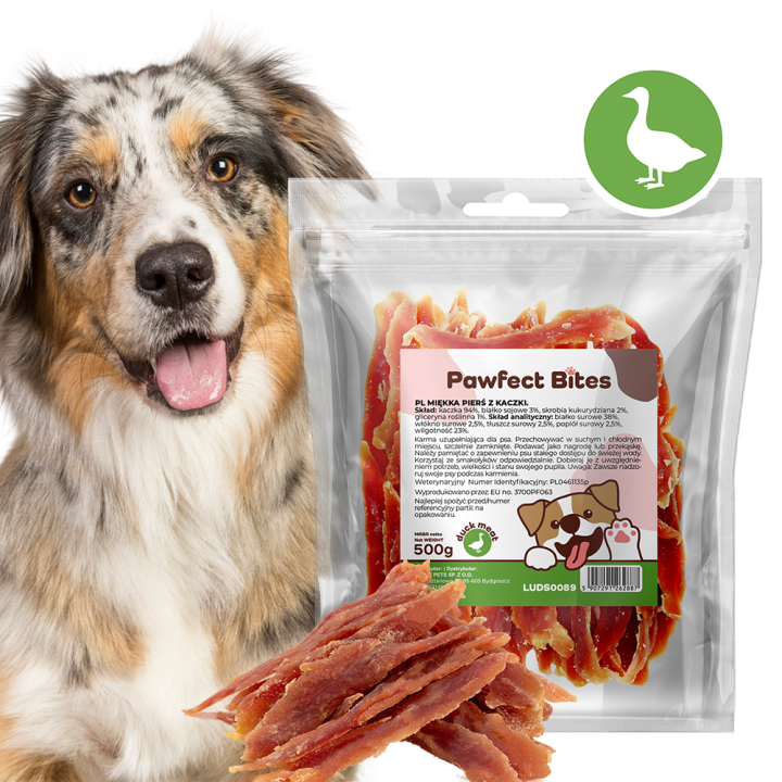 PAWFECT BITES smakołyk dla psa miękka piers z kaczki 500g