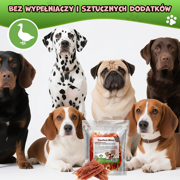 PAWFECT BITES smakołyk dla psa miękka piers z kaczki 500g