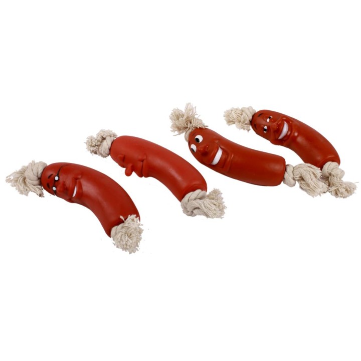 UNIQ PETS zabawka dla psa winylowa kiełbaska na sznurku 11cm