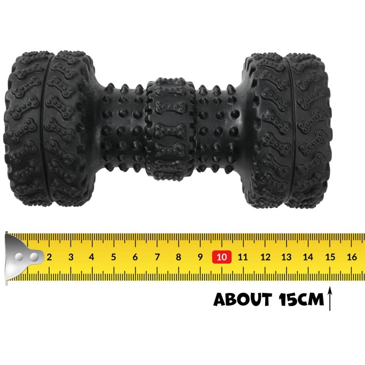 UNIQ PETS zabawka dla psa hantel z oponami z piszczałką 15cm