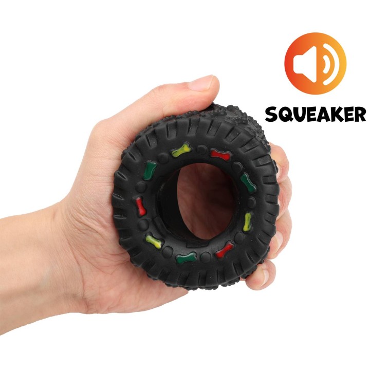 UNIQ PETS zabawka dla psa winylowa opona z wzorem z piszczałką 8,5cm