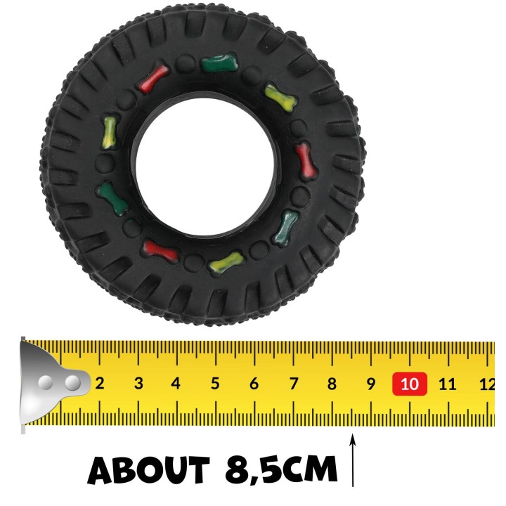 UNIQ PETS zabawka dla psa winylowa opona z wzorem z piszczałką 8,5cm