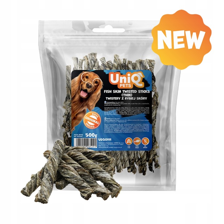 UNIQ PETS PRZYSMAKI DLA PSA VEGGIE & SEA 500g twistery rybiej skóry