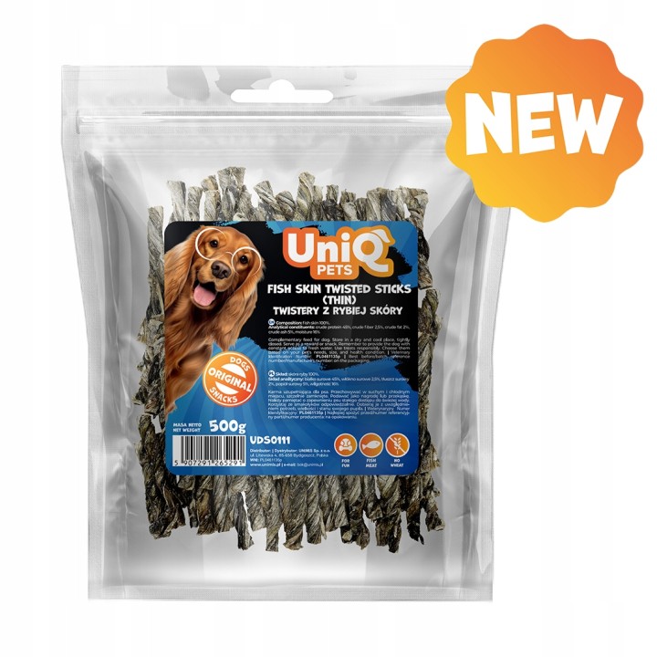 UNIQ PETS PRZYSMAKI DLA PSA VEGGIE & SEA 500g twistery rybiej skóry