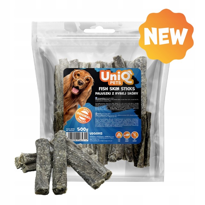 UNIQ PETS PRZYSMAKI DLA PSA VEGGIE & SEA 500g paluchy z rybiej skóry