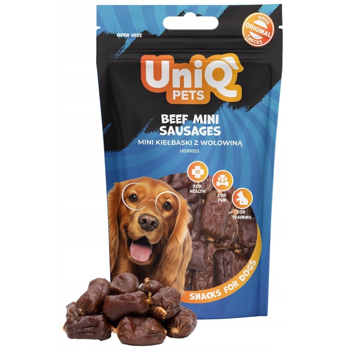 UNIQ PETS PRZYSMAKI DLA PSA WAGGI 80g mini kiełbaski z wołowiną