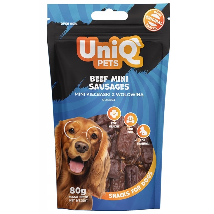UNIQ PETS PRZYSMAKI DLA PSA WAGGI 80g mini kiełbaski z wołowiną
