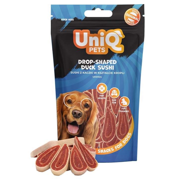 UNIQ PETS PRZYSMAKI DLA PSA WAGGI 80g sushi z kaczki w kształcie kropli