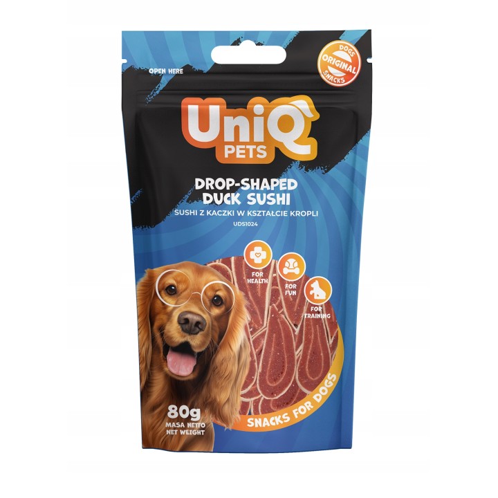 UNIQ PETS PRZYSMAKI DLA PSA WAGGI 80g sushi z kaczki w kształcie kropli