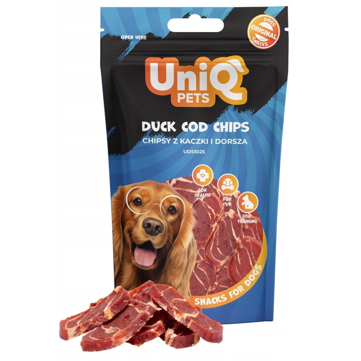 UNIQ PETS PRZYSMAKI DLA PSA WAGGI 80g chipsy z kaczki i dorsza